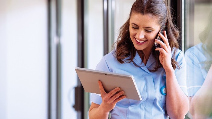Woman sharing the reports in call